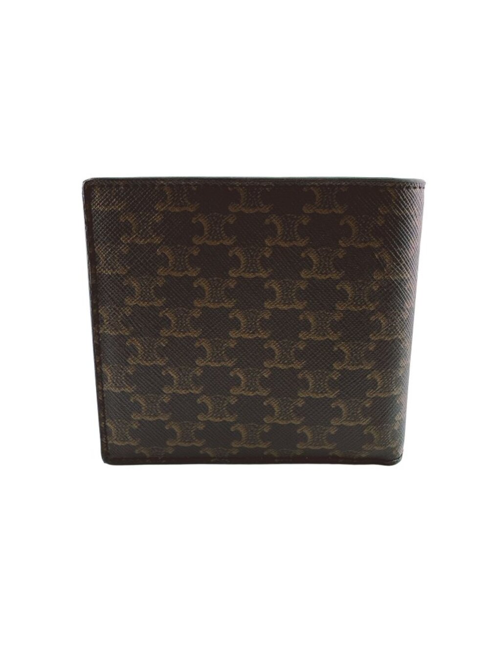 Celine Triomphe Compact Wallet Bifold Leather Brown Mini